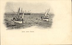 CPA Bateau Joute entre canots