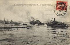 CPA Bateau Catastrophe du Liberte Quelques minutes apres l'explosion 