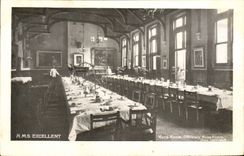 VINTAGE POSTCARD Bateau HMS Excel Ward room Officers Mess room