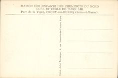 VINTAGE POSTCARD House of the children of the railwaymen of North Park of the Crouy Vine on Ourcq Train the house one day of snow