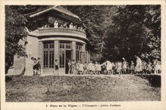 VINTAGE POSTCARD House of the children of the railwaymen of North Park of the Crouy Vine on Ourcq Train the orangery Kindergarten
