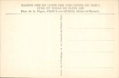 Casa de la POSTAL de la VENDIMIA de los niños de los railwaymen del parque del norte de la vid de Crouy en el tren de Ourcq un dormitorio
