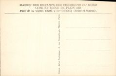 VINTAGE POSTCARD House of the children of the railwaymen of North Park of the Crouy Vine on Ourcq Train Rest