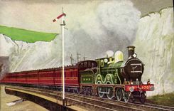VINTAGE POSTCARD Train SECR 4 4 0 No 470 passing Shakespeare Cliff Dover