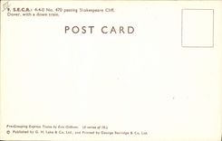 VINTAGE POSTCARD Train SECR 4 4 0 No 470 passing Shakespeare Cliff Dover