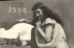 CPA Train Femme Annee 1904