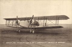 CPA Avion Aviation Aeroplane Caudron Type C33 Landaulet Monsieur Madame 