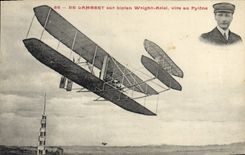 CPA Avion Aviation De Lambert sur biplan Wright Ariel vire au pylone 