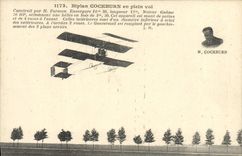 CPA Avion Aviation Biplan Cockburn en plein vol Farman