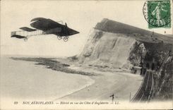CPA Avion Aviation Bleriot en vue des cotes d'Angleterre