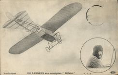 VINTAGE POSTCARD Plane Aviation De Lesseps on Bleriot monoplane