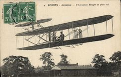 CPA Avion Aviation Aeroplane Wright en plein vol