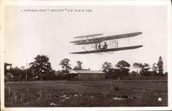 CPA Avion Aviation Aeroplane Wright en plein vol