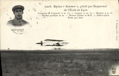 VINTAGE POSTCARD Plane Aviation Biplane To summon pilot by Desparmet of the school of Lyon