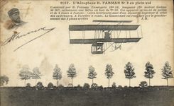 VINTAGE POSTCARD Plane Aviation Farman Airplane in full flight