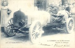 CPA Automobile A Clement sur sa 120 chevaux Bayard 