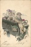 CPA Automobile Femme Enfants