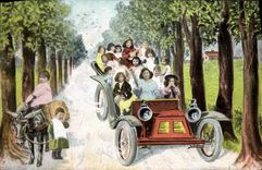 CPA Automobile Enfants Bebes Ane Mule 