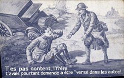 CPA Automobile t'es pas content Frere Militaria 