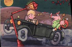 VINTAGE POSTCARD Automobile Children Illustrator Margret Boris