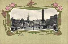 Jardín público de Londres Trafalgar de la POSTAL de la VENDIMIA