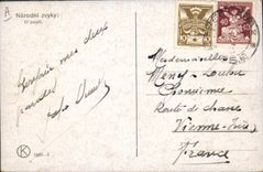 Folklore zvyky del pouti de Narodni O del ilustrador de la POSTAL de la VENDIMIA