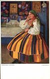 VINTAGE POSTCARD Illustrator Franciszek Lubienski Lowiczanka Folklore