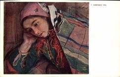 VINTAGE POSTCARD Illustrator T Axentowicz Folklore