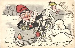 VINTAGE POSTCARD Automobile Illustrator Child Baby