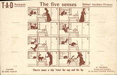 CPA Illustrateur The five senses Chat TAD 