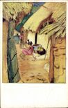 CPA Illustrateur Series Indian Land and life Hut life Inde 