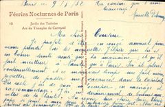 VINTAGE POSTCARD Garden of Tileries Arc de Triomphe of the Paris Carousel