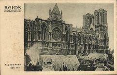 Ataque frontal norteño de la catedral de Reims de la POSTAL de la VENDIMIA