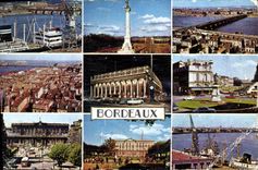CPM Bordeaux Le pont de pierre Le monument des Girondins Le port La place Tourny