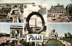 MODERN CARD Paris Arc de Triomphe Opera Crowns Montmartre Heart