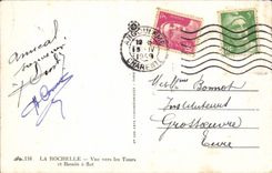 VINTAGE POSTCARD La Rochelle Seen Towards Tours And Wet dock Boats