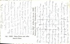 MODERN CARD Paris Notre Dame With Reflection in the Seine