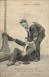 VINTAGE POSTCARD Warship Sailors in broadside