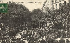 VINTAGE POSTCARD Warship Funeral of the victims of Freedom Prlonges