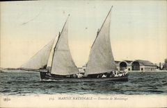 CPA Bateau de guerre Exercice de matelotage