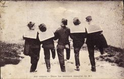 VINTAGE POSTCARD Warship Sailors Air known In the paths filled with SEMI