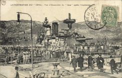 CPA Bateau de guerre Catastrophe du Iena Vue d'ensemble apres l'explosion