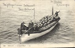 VINTAGE POSTCARD Warship Toulon the officers' lifeboat