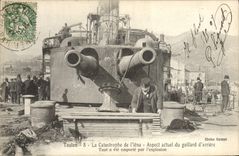 CPA Bateau de guerre Toulon Catastrophe du Iena Aspect actuel du gaillard d'arriere 