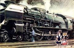 VINTAGE POSTCARD Standard Train Engine 241 P of the SNCF