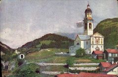 CPA Train Chemin de fer rhetique Eglise de Tiefencastel Grisons