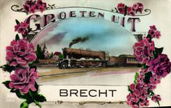 VINTAGE POSTCARD Train Brecht Engine
