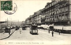 CPA Rouen Le quai de Paris et le pont transbordeur 