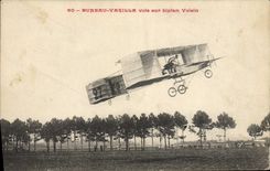 CPA Avion Aviation Bureau Varilla vole sur biplan Voisin 