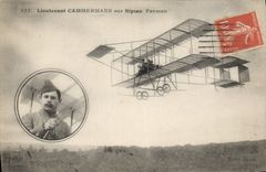 CPA Avion Aviation Lieutenant Cammermann sur biplan Farman